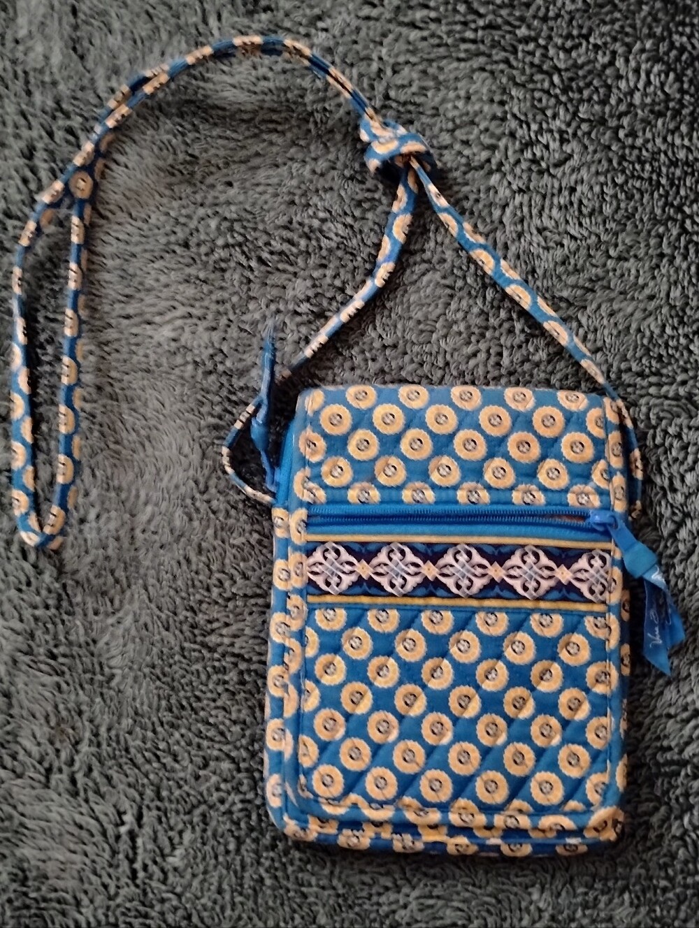 Vera Bradley "Riviera Blue" Hipster Bag Crossbody Handbag Retired Print